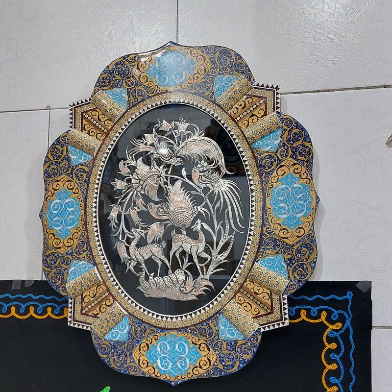 تابلوی خاتم دالبری وپلاک مسی قلمزنی30در40
