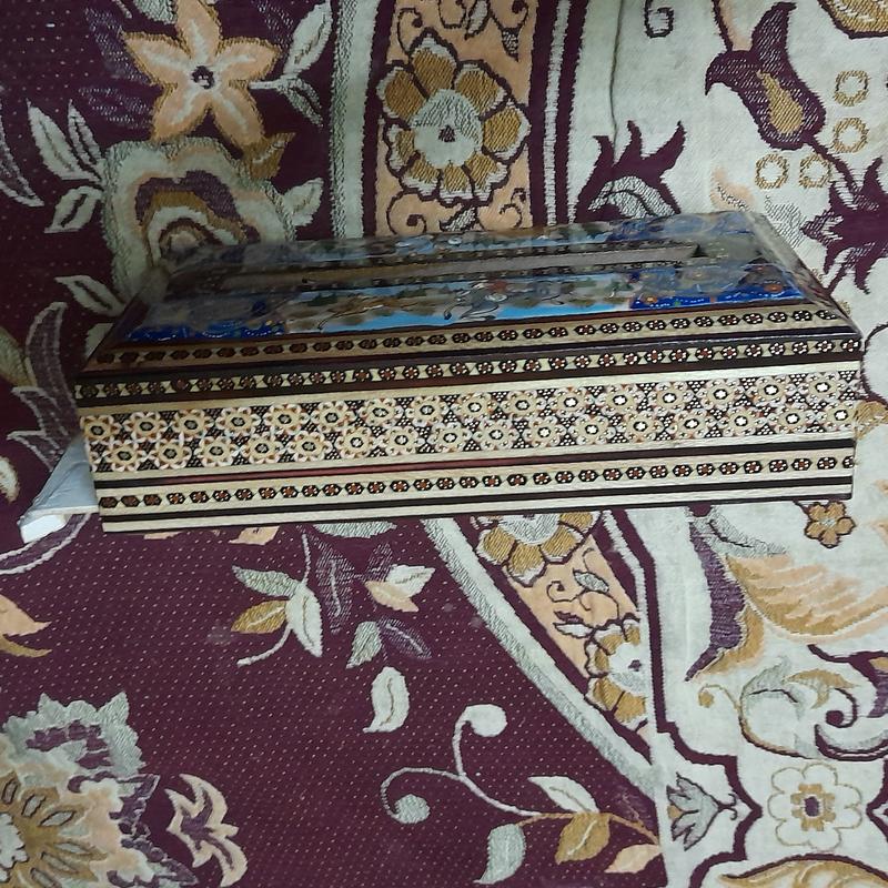 جعبه دستمال کاغذی خاتم و مینیاتور شکار