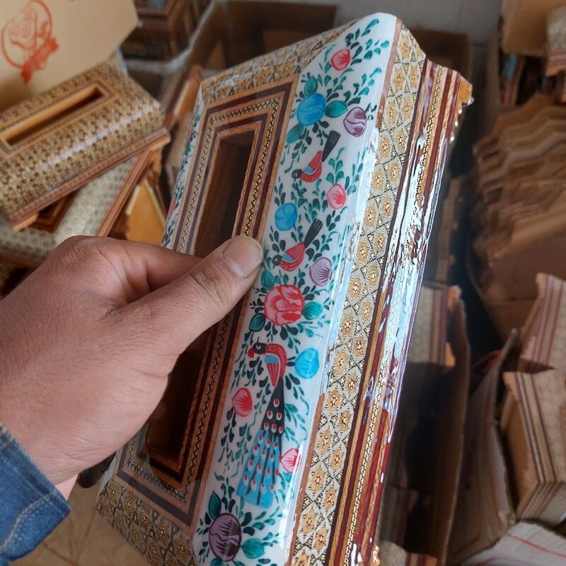 جادستمال کاغذی خاتم با نقاشی مینیاتوری گلمرغ