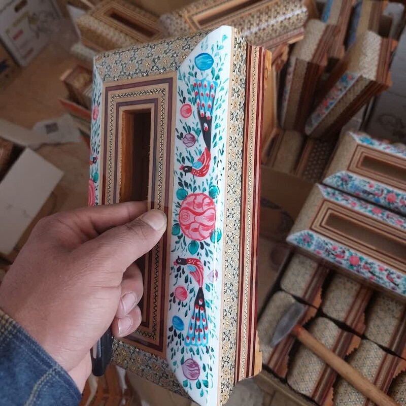 جادستمال کاغذی خاتم با نقاشی مینیاتوری گلمرغ