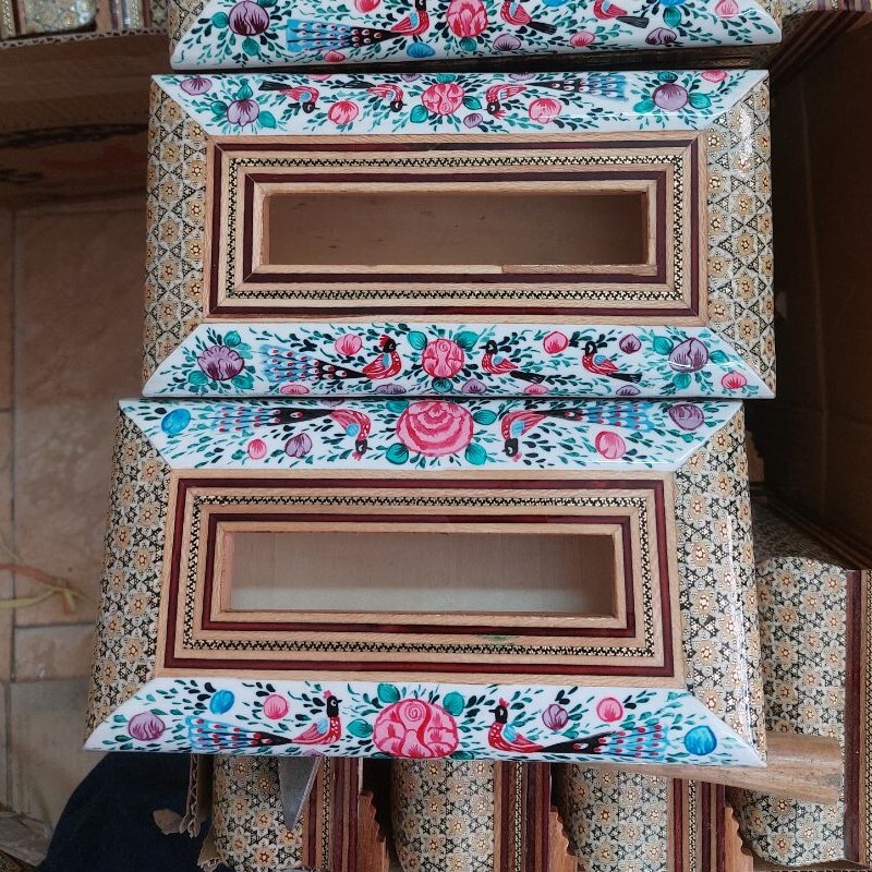 جادستمال کاغذی خاتم با نقاشی مینیاتوری گلمرغ