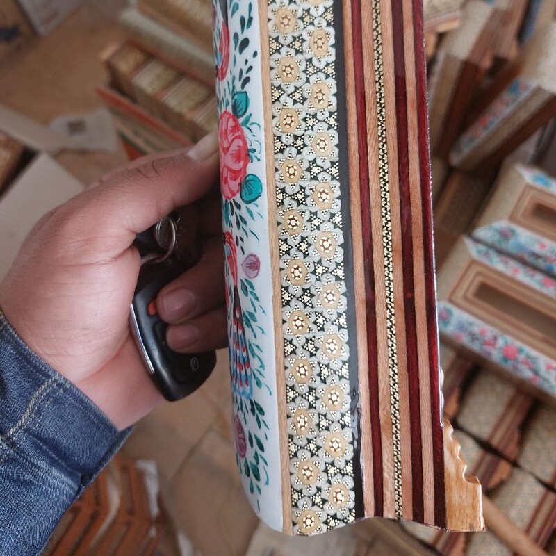 جادستمال کاغذی خاتم با نقاشی مینیاتوری گلمرغی