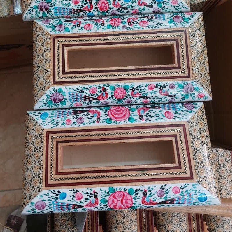 جادستمال کاغذی خاتم با نقاشی مینیاتوری گلمرغی