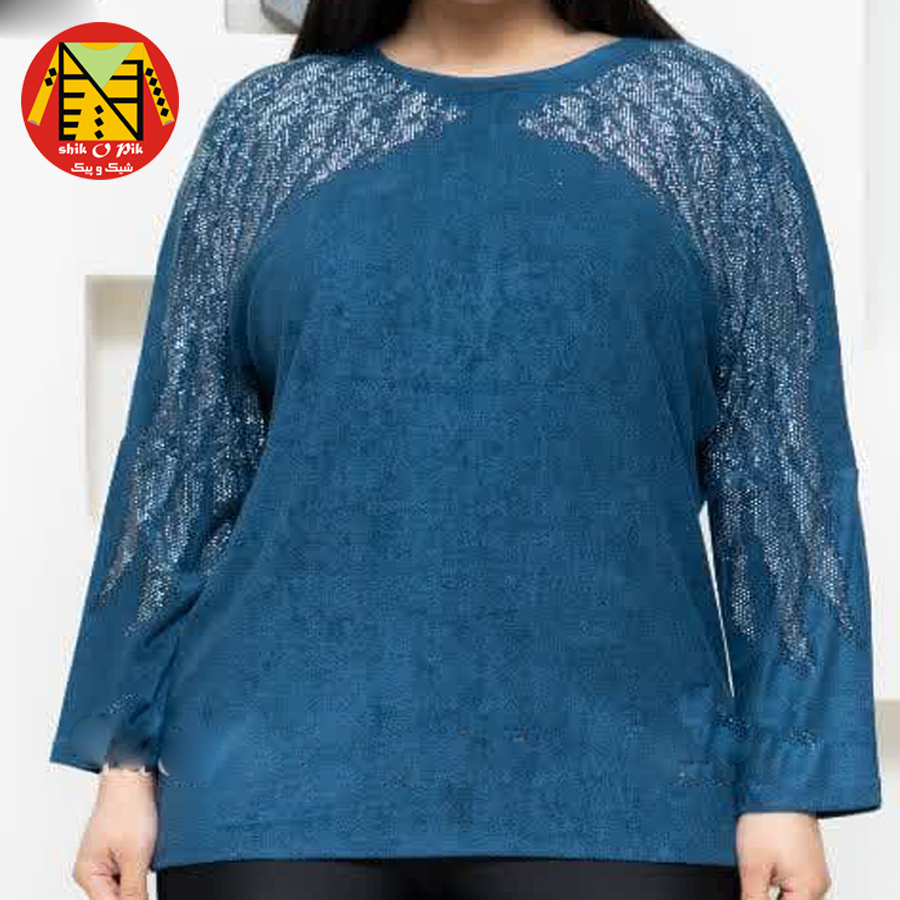 بلوز مجلسی مرینوس آستین و یقه نگین دار زنانه