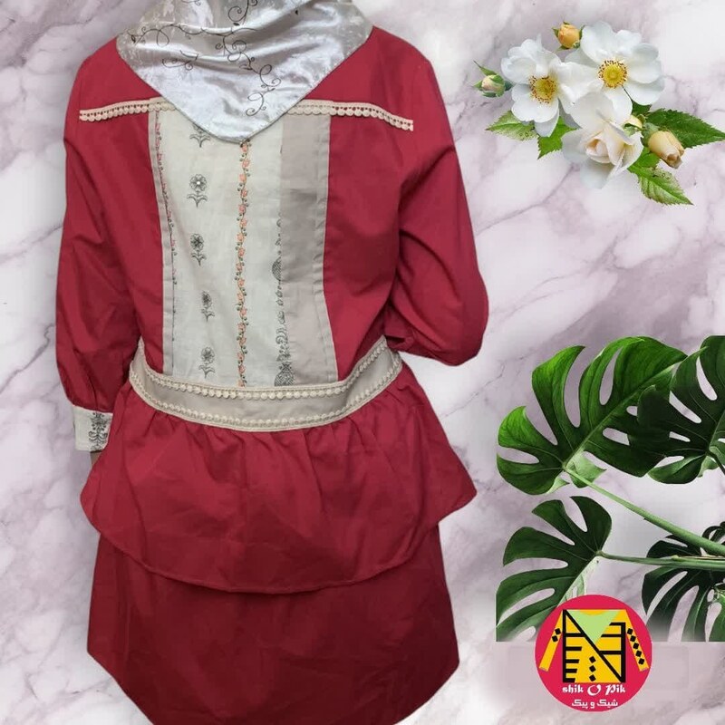 مانتو کوتاه نخ کتان خرج کار نواردوزی شده دوجیب زنانه