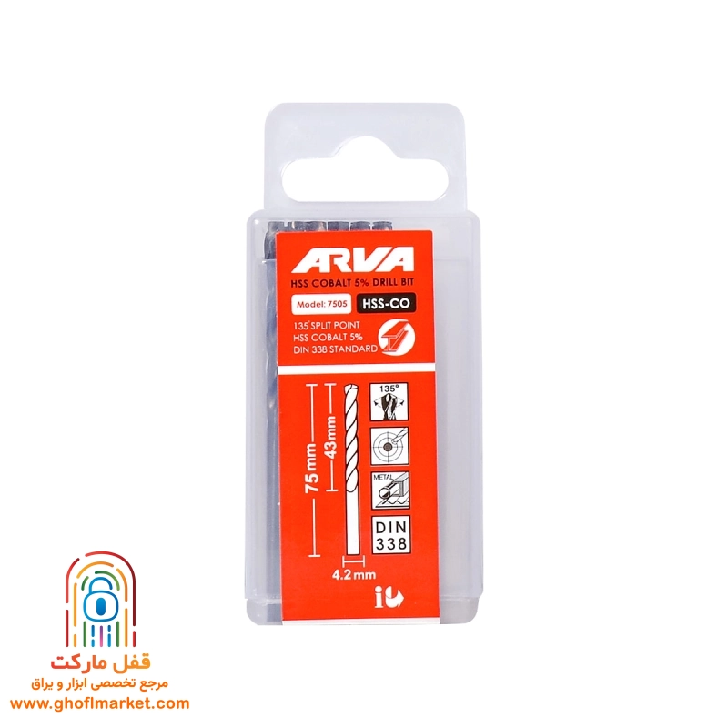 مته کبالت 5 درصد HSS سایز 4.2 آروا مدل 7505