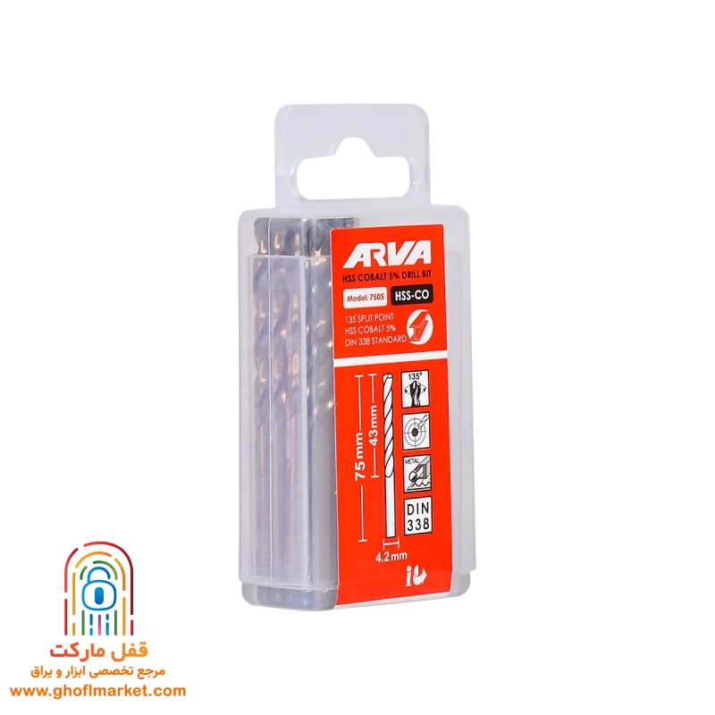 مته کبالت 5 درصد HSS سایز 4.2 آروا مدل 7505