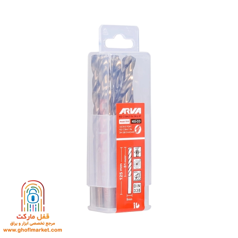 مته کبالت 5 درصد HSS سایز 9 آروا مدل 7515