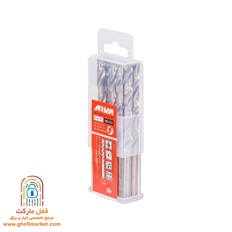 مته کبالت 5 درصد HSS سایز 7 آروا مدل 7511