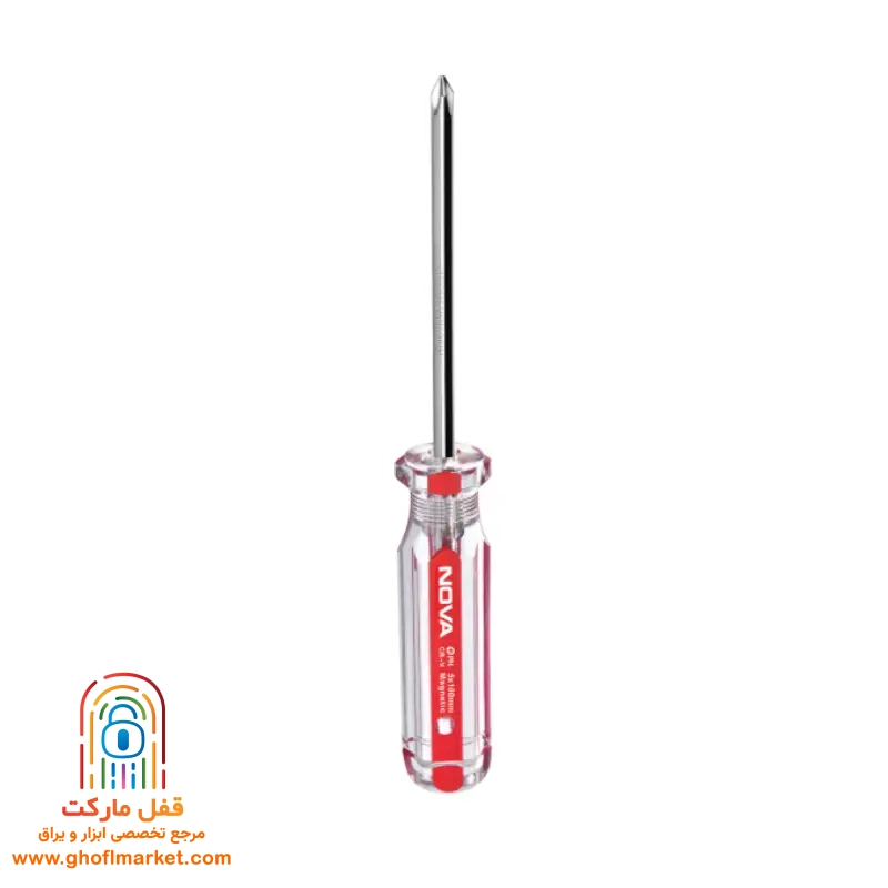 پیچ گوشتی چهارسو 150×5 دسته کریستالی نووا مدل NTS-1119