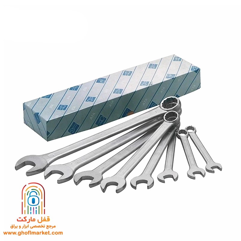 مجموعه ۸ عددی آچار یکسر تخت و یکسر رینگی آتا