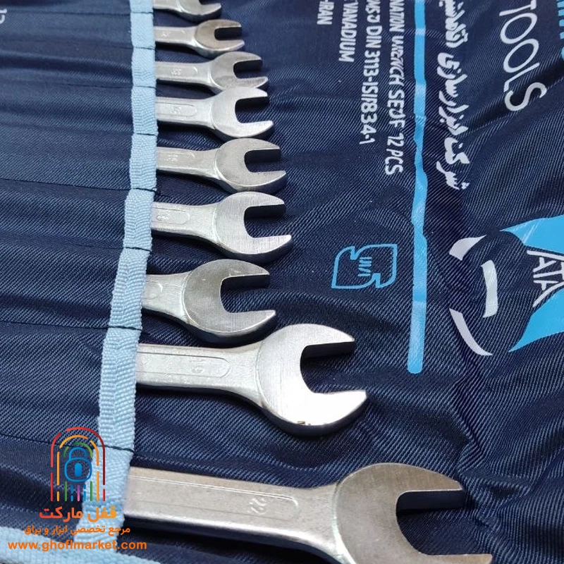 ست 12 عددی آچار یکسر تخت و یکسر رینگی آتا