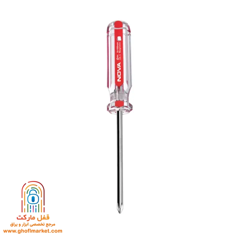 پیچ گوشتی چهارسو 150×5 دسته کریستالی نووا مدل NTS-1119
