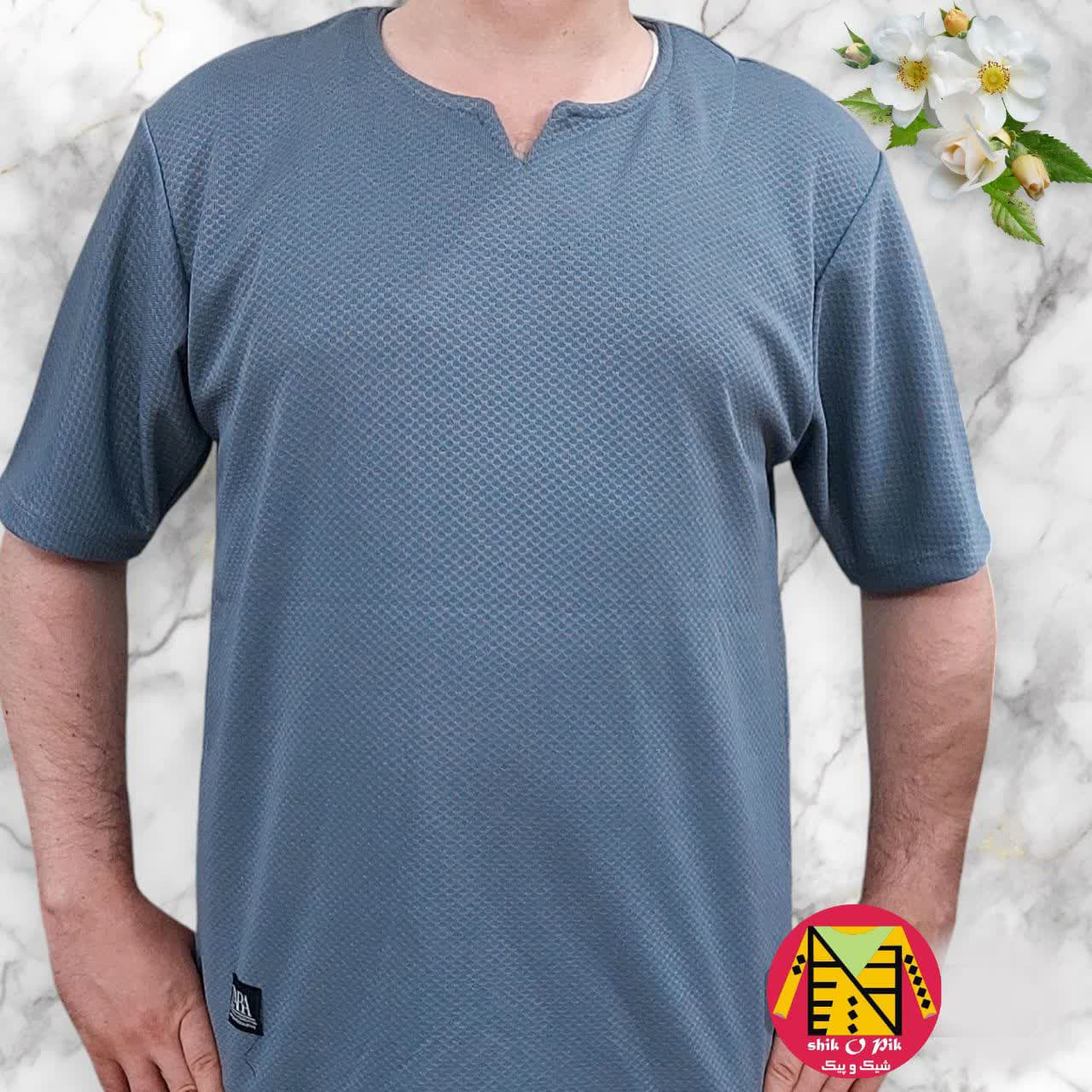 تیشرت رنگی یقه کوبایی پارچه بیسکویتی لطیف و خنک مارک ZARA مردانه