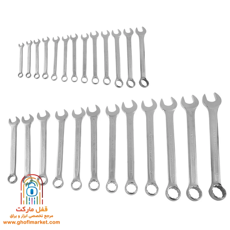 مجموعه ۲۵ عددی آچار یکسر تخت و یکسر رینگی آتا
