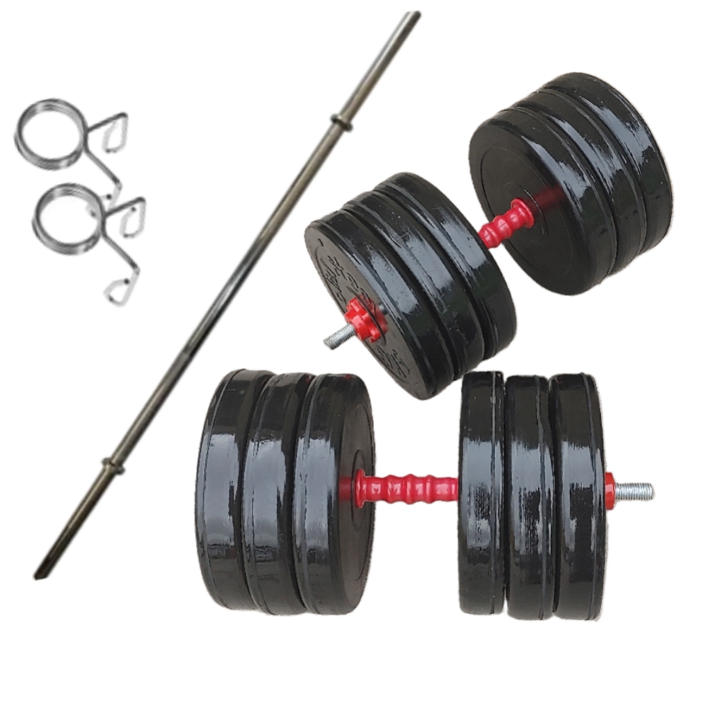 دمبل متغیر 60 کیلویی solide steel  با میله هالتر 1/5 متری