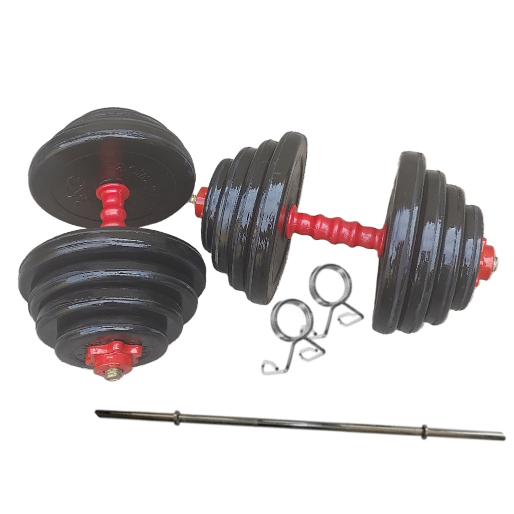 دمبل متغیر 20 کیلویی solide steel با میله هالتر 1/2 متری
