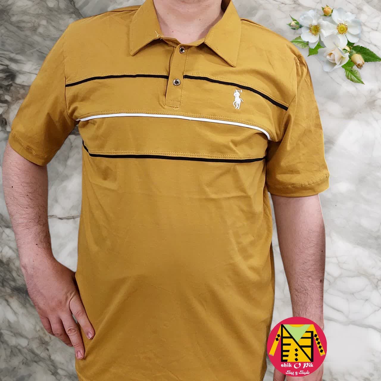 تیشرت رنگی یقه و دکمه دار مارک POLO نخ پنبه مردانه با کیفیت