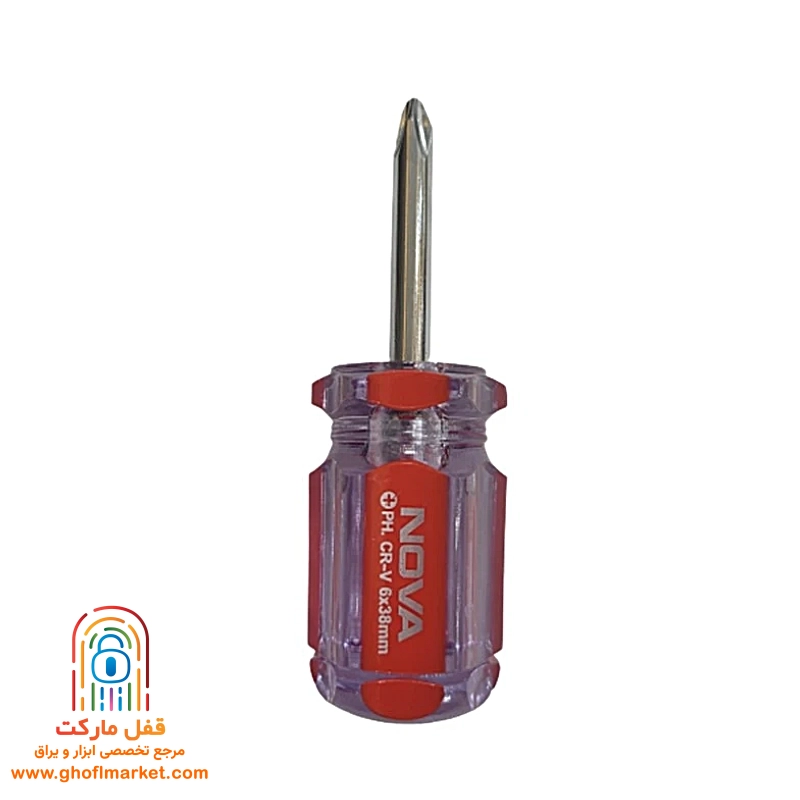 پیچ گوشتی چهارسو 38×6 دسته کریستالی مشتی نووا مدل NTS-1123