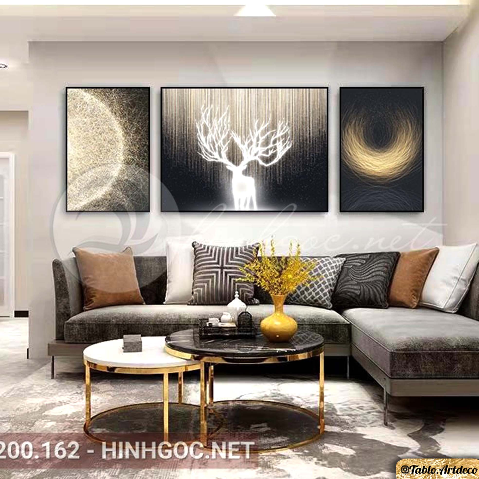 تابلو 3 تکه گوزن مدرن کد h107
