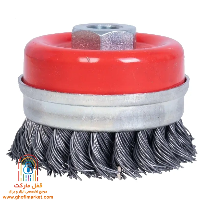 برس کاسه ای بافته 100×19 طوقدار فولادی جهان برس مدل 0673