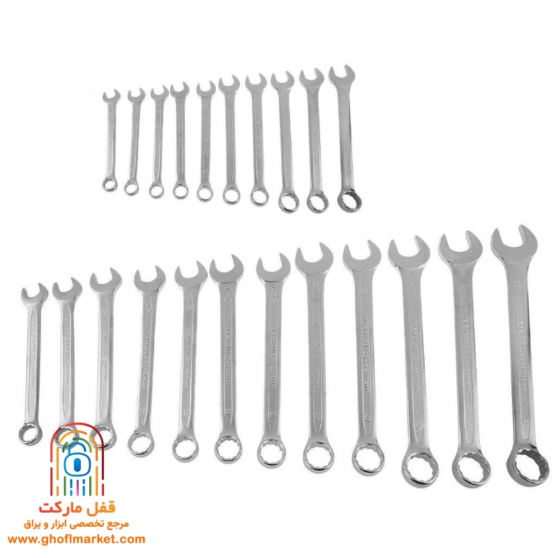 مجموعه ۲۲ عددی آچار یکسر تخت و یکسر رینگی آتا