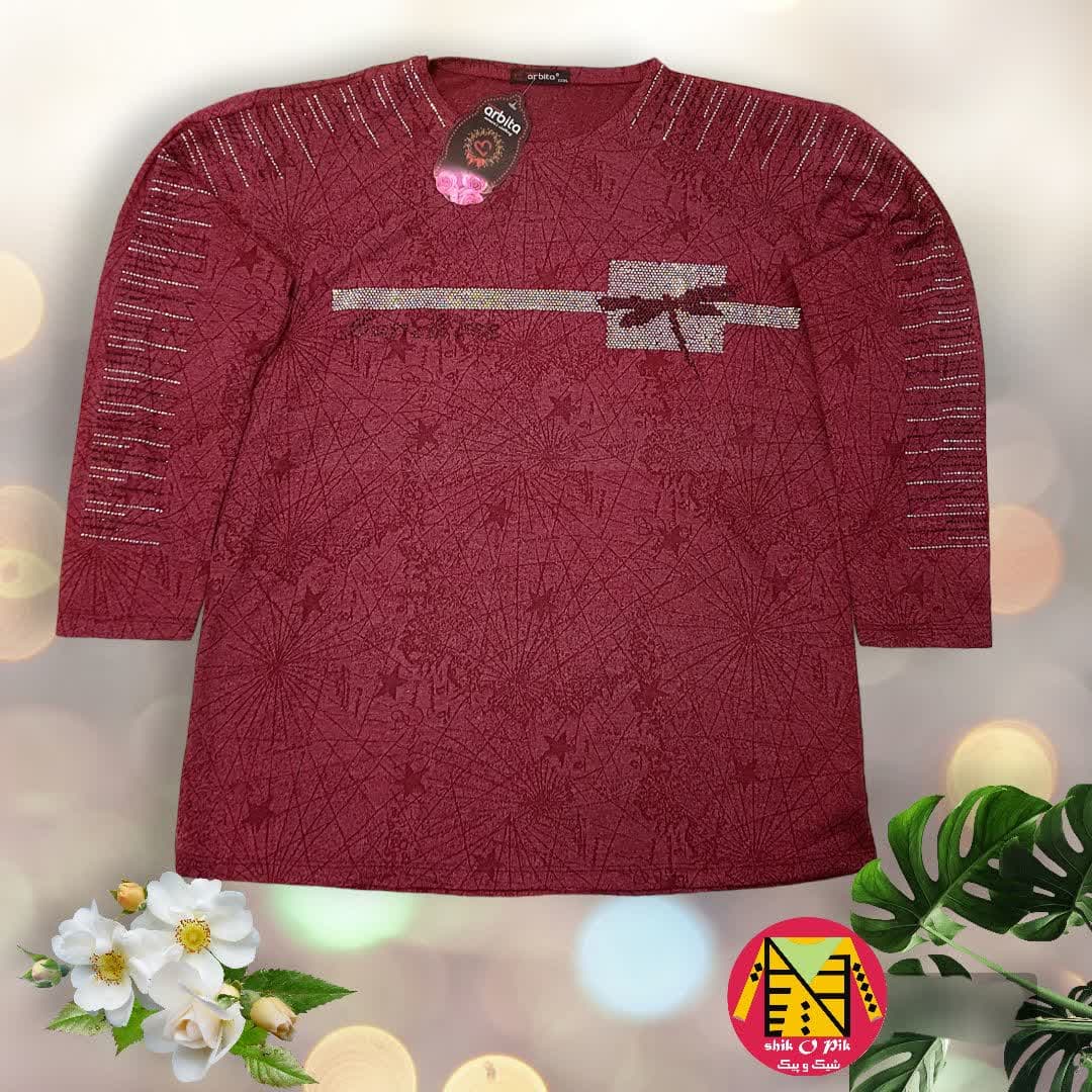 بلوز مجلسی قواره دار نگینی ژاکارت طرح سنجاقک زنانه
