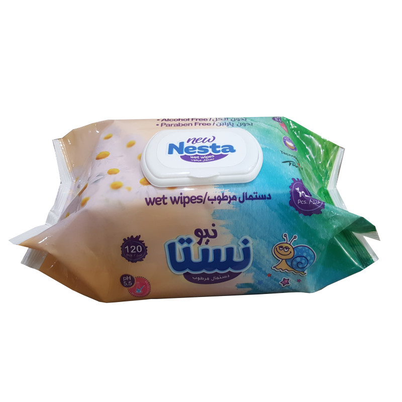 دستمال مرطوب درجه یک 120 برگ نستا